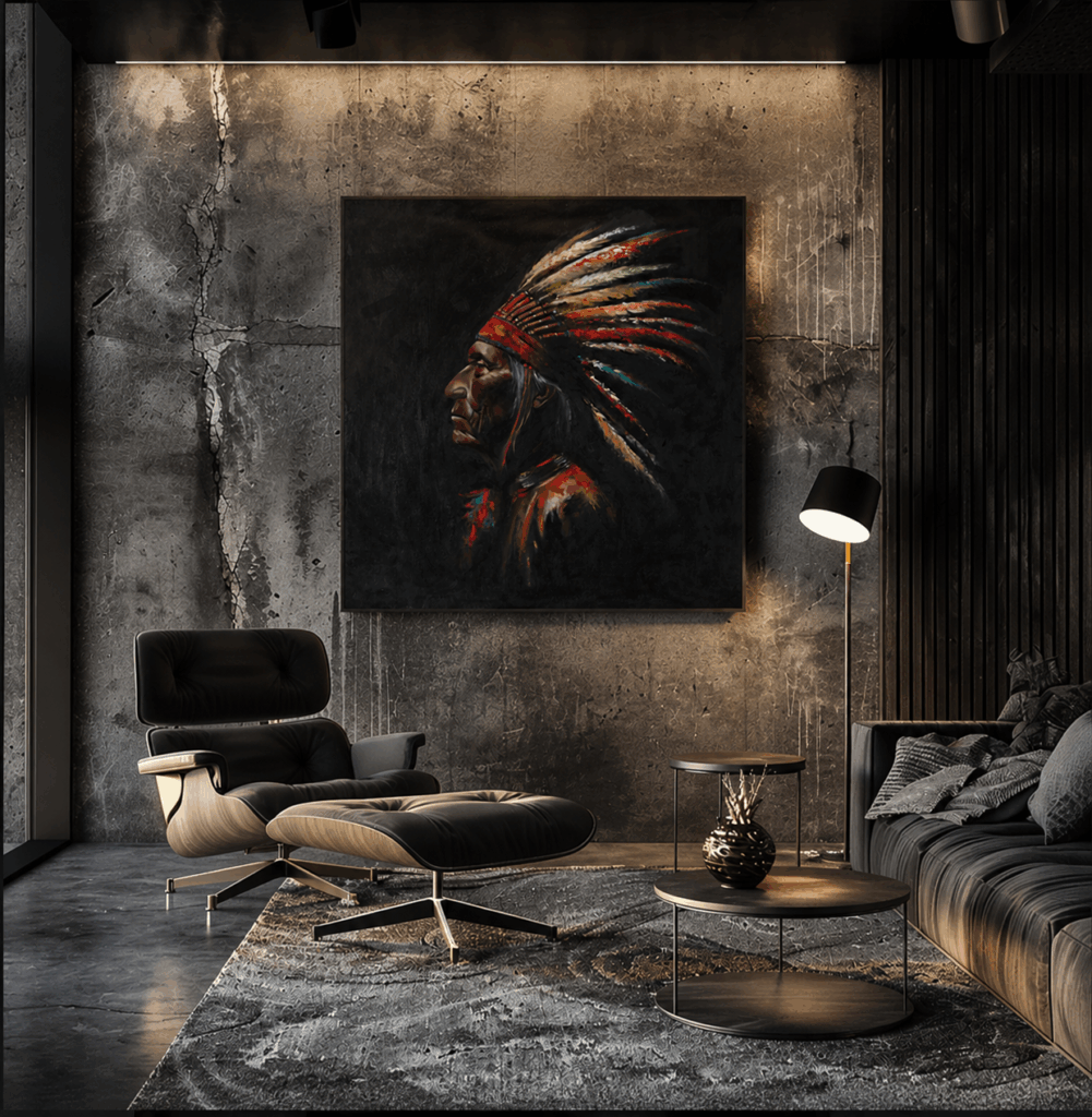 Chief — oil painting by Galit Cohen in an illustrative interior