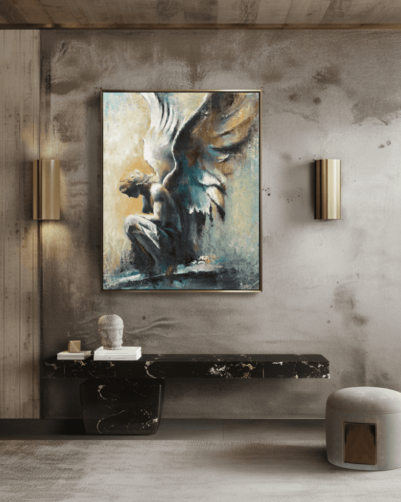 Angel — oil painting by Galit Cohen in an illustrative interior
