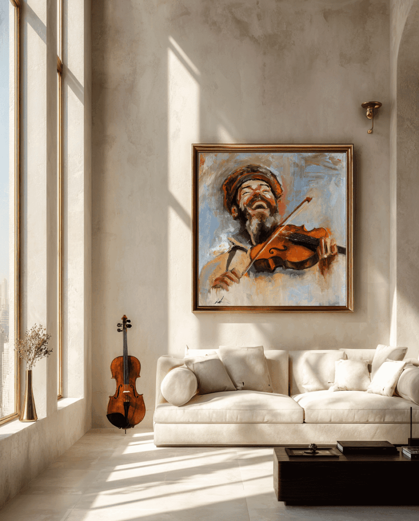 Tuvia — oil painting by Galit Cohen in an illustrative interior