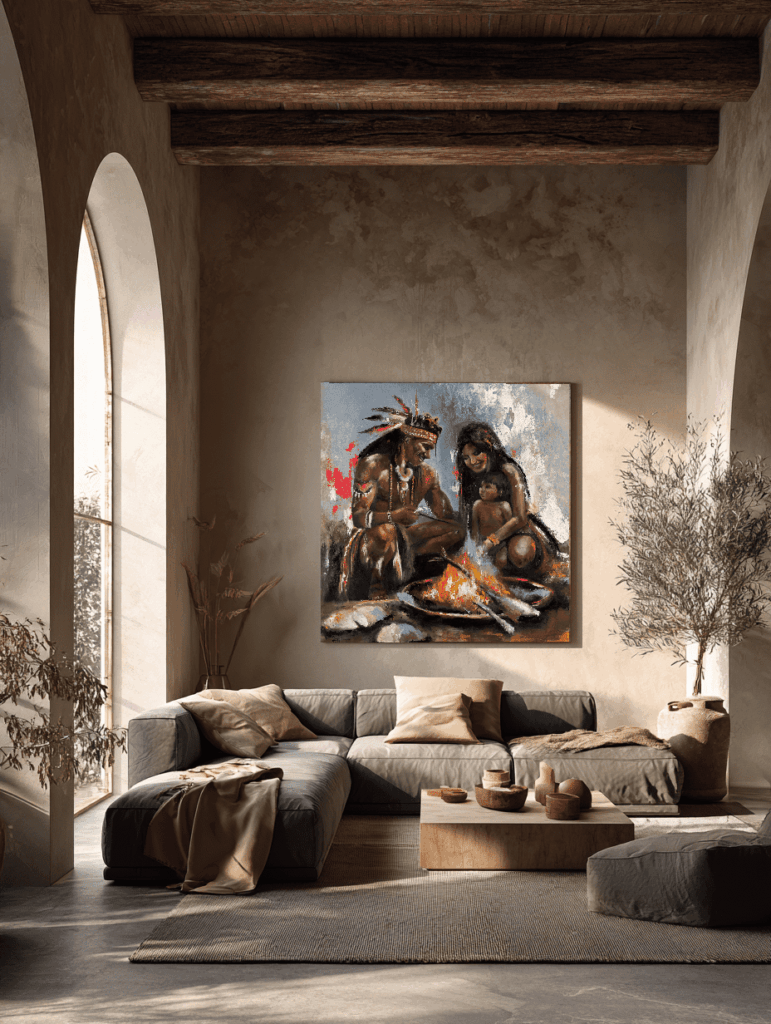 Circle of Fire — oil painting by Galit Cohen in an illustrative interior