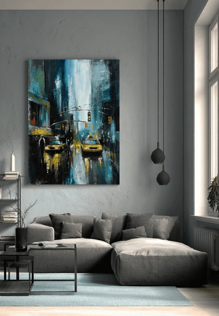 New York — oil painting by Galit Cohen in an illustrative interior