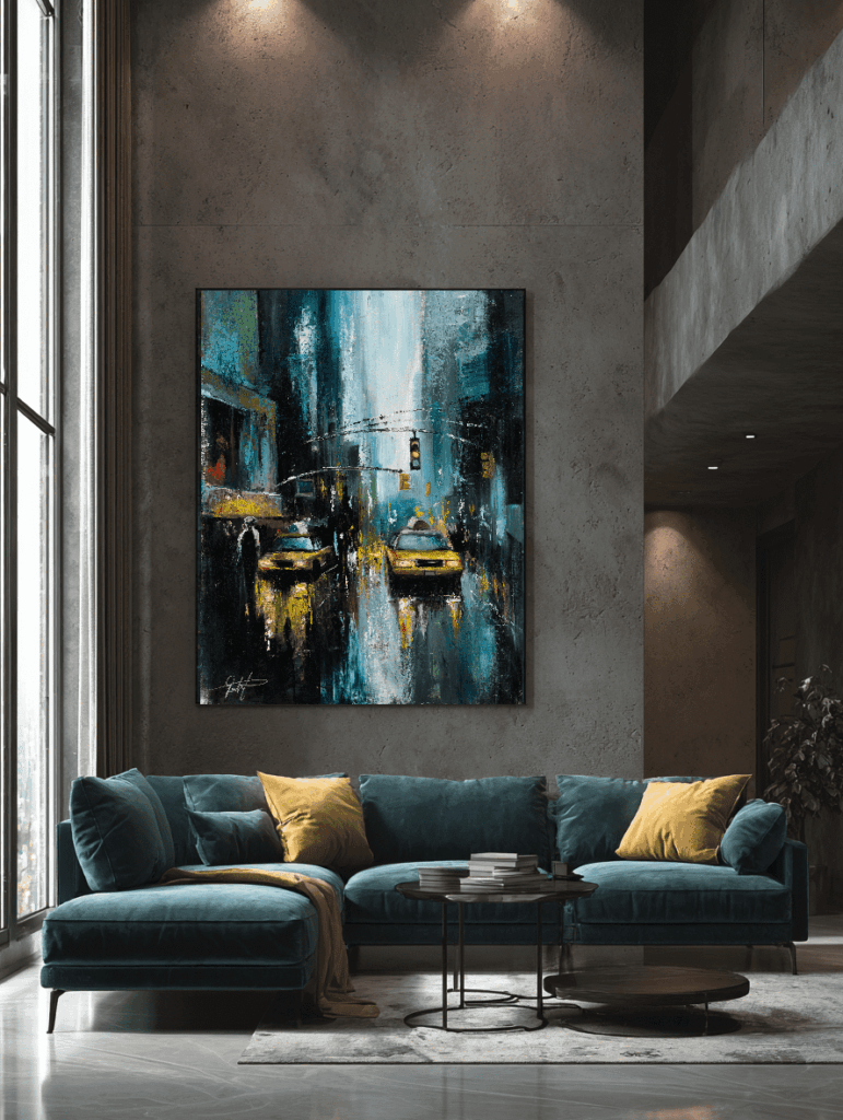 New York — oil painting by Galit Cohen in an illustrative interior