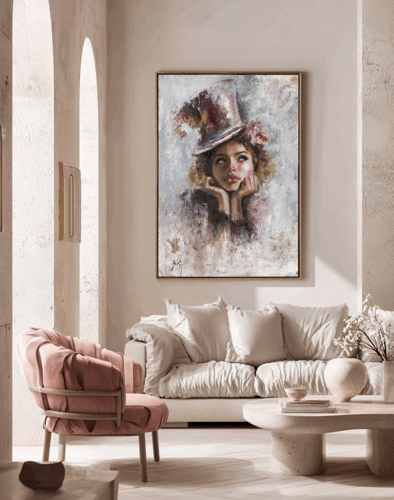 Dream — oil painting by Galit Cohen in an illustrative interior