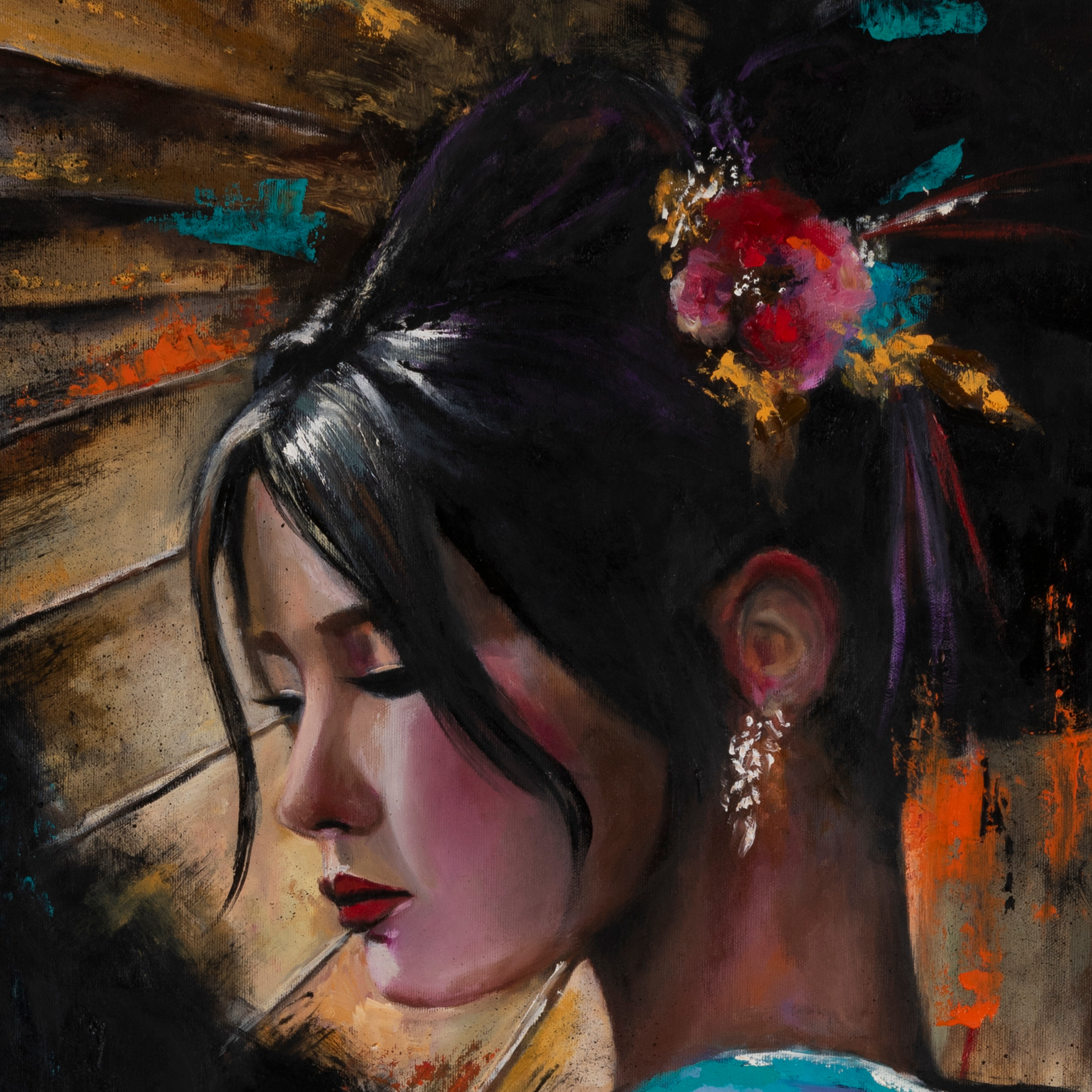 Reina — close-up detail, oil on canvas, Galit Cohen