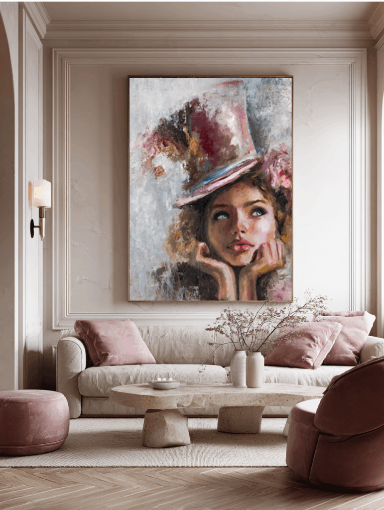 Dream – Close view — oil painting by Galit Cohen in an illustrative interior