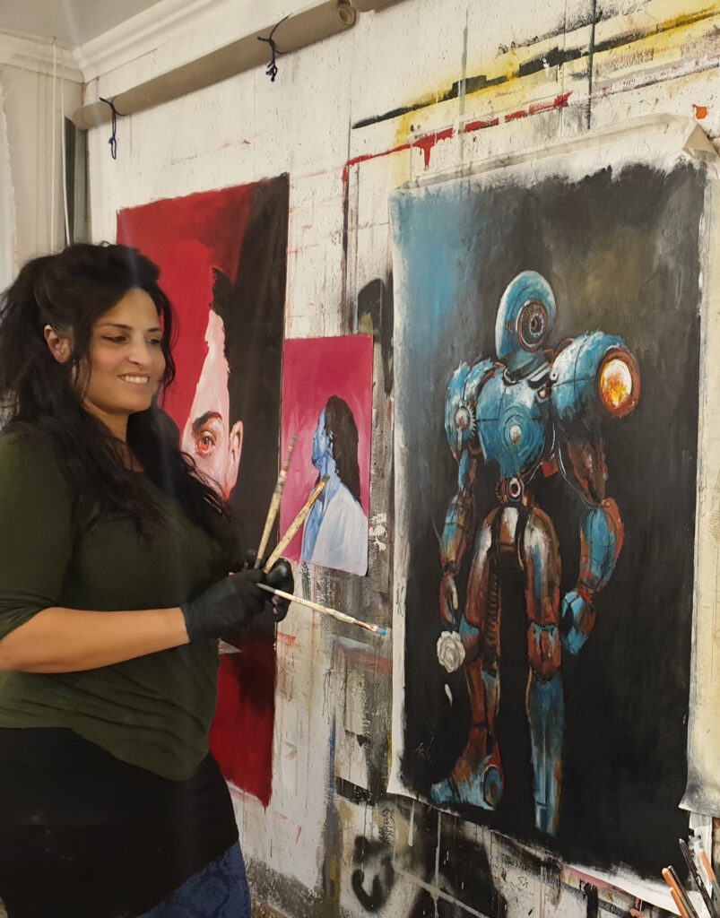 Anima 424 — oil painting by Galit Cohen in an illustrative interior