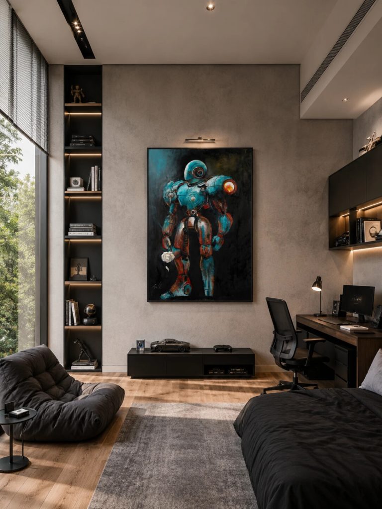 Anima 424 oil painting by Galit Cohen in an illustrative interior