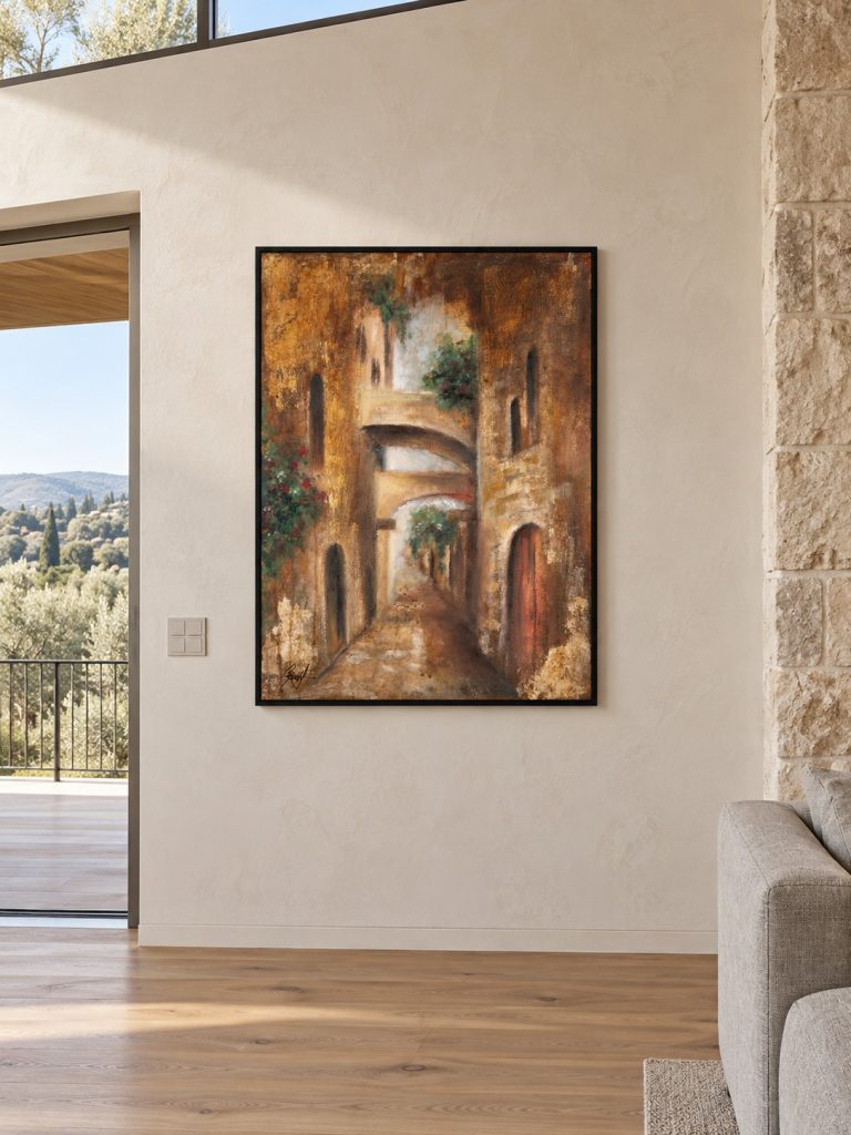 Between Light and Stone by Galit Cohen in a living room