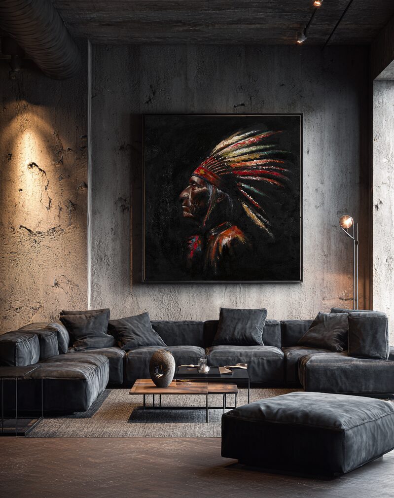 Chief by Galit Cohen in a dark concrete living room — illustrative interior view