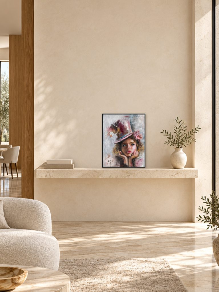 Dream - Close view, oil painting by Galit Cohen, shown in a display shelf