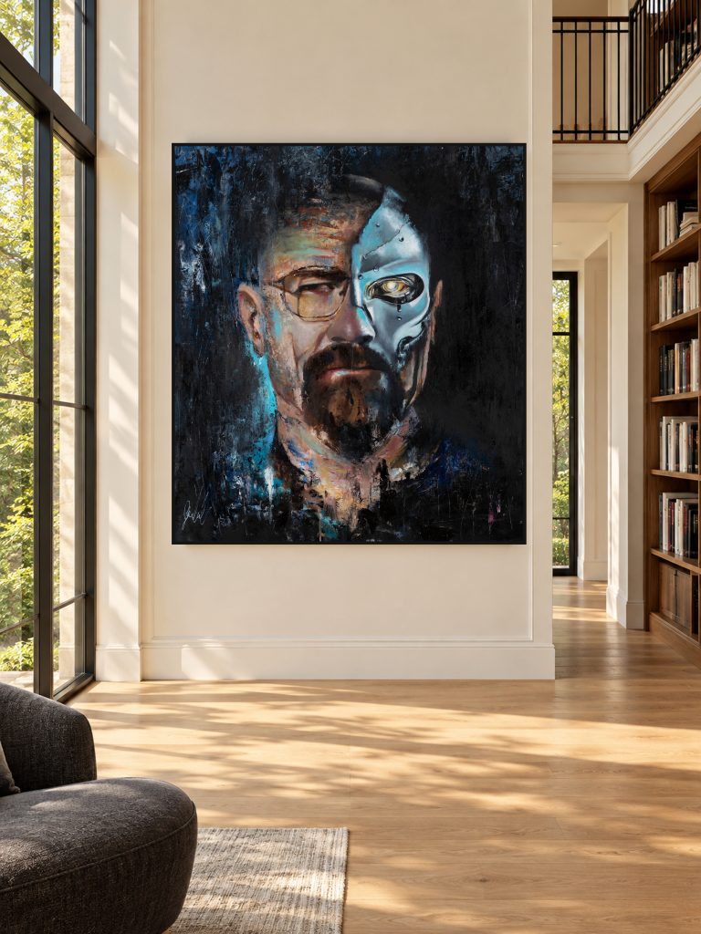HeisenBORG by Galit Cohen in a home library hallway