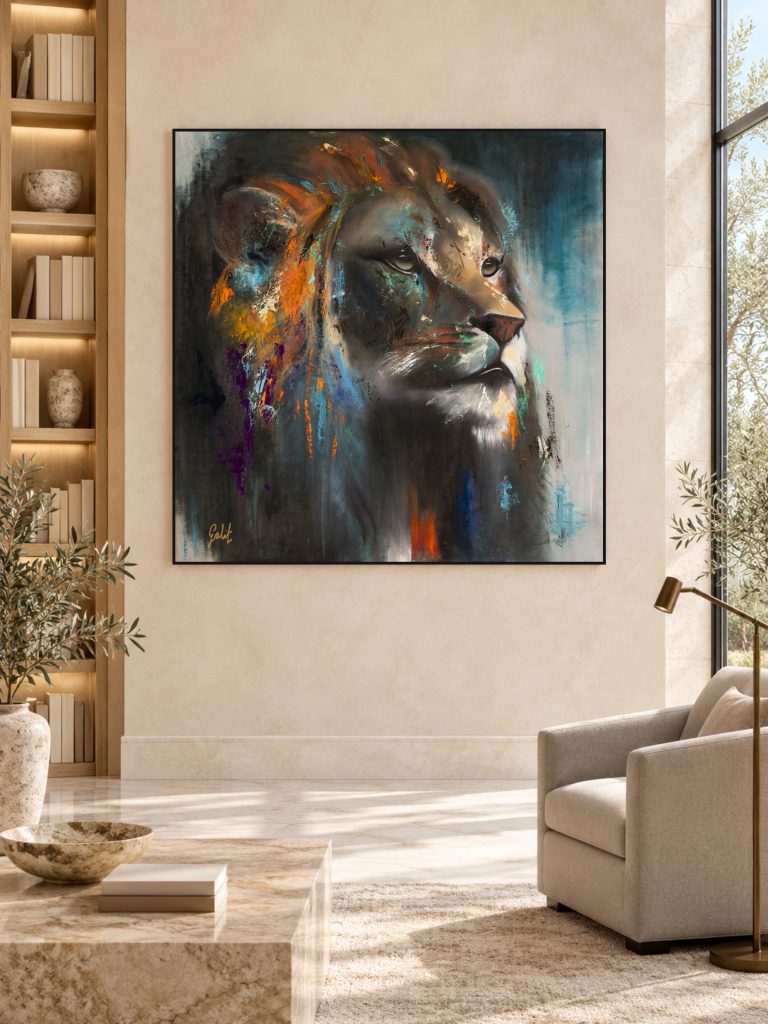 Lion by Galit Cohen in a collectors library