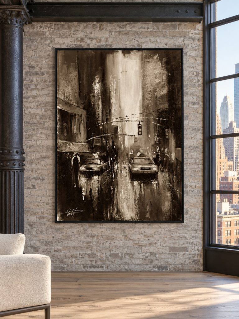 New York Monochrome by Galit Cohen on a brick loft wall