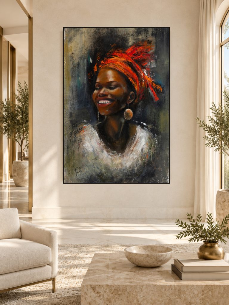 Nubian Princess by Galit Cohen in a brass living