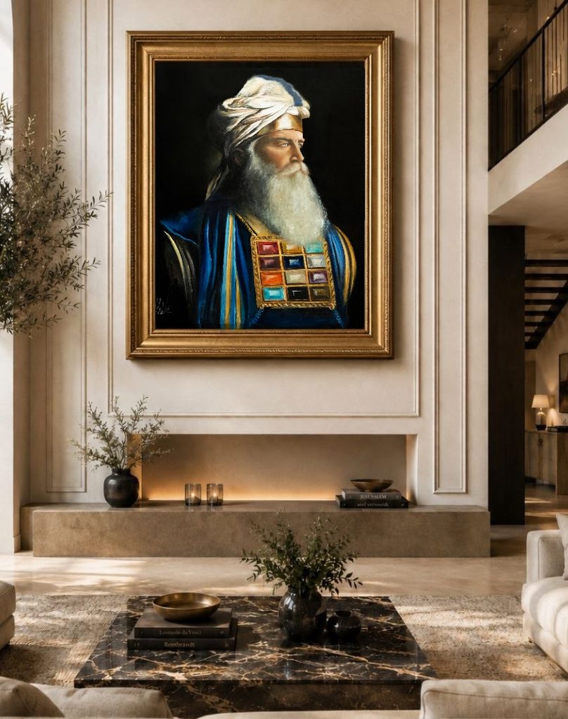 סדר העבודה, ציור שמן מאת גלית כהן, בהדמיית חלל פנים