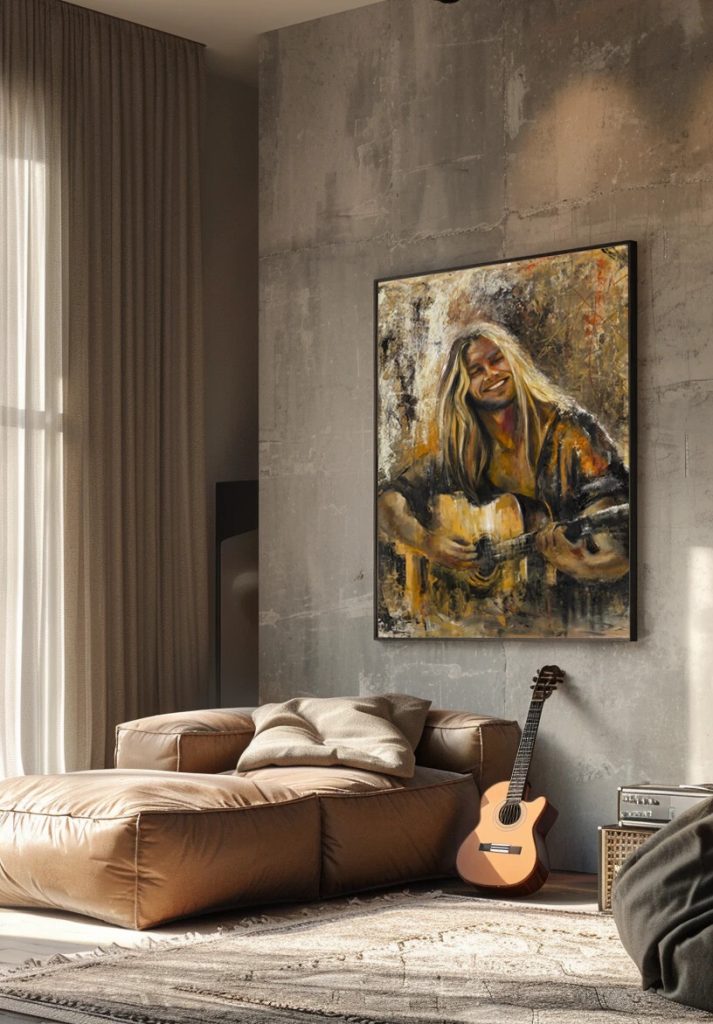 Tony oil painting by Galit Cohen in an illustrative interior