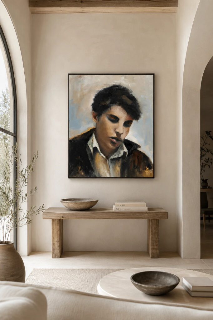 Youth oil painting by Galit Cohen in an illustrative interior